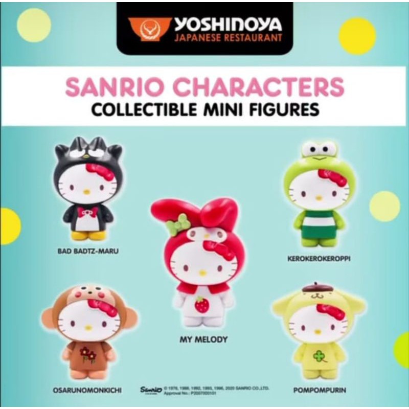 SANRIO Characters Mini Figure (Kidz Meals Yoshinoya) Full Set 5 Pcs Segel