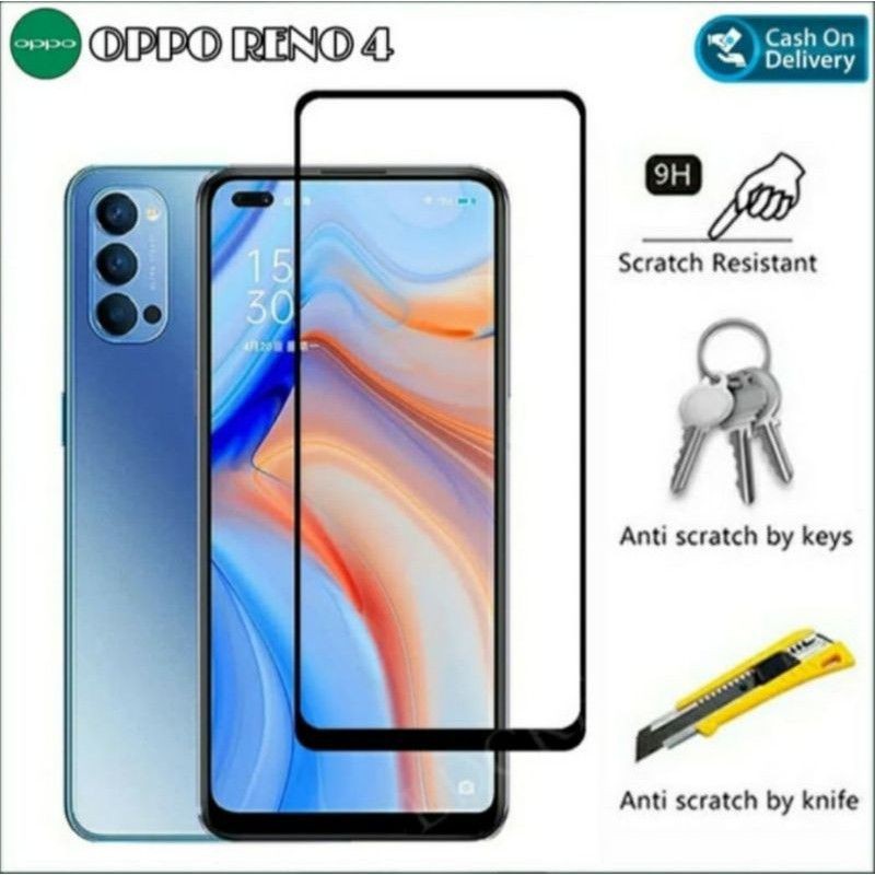 Oppo Reno 4 / 4F / 5 / 5F Temper Glass Anti Gores Kaca Full Glue Screen Guard Protector Clear Reno4