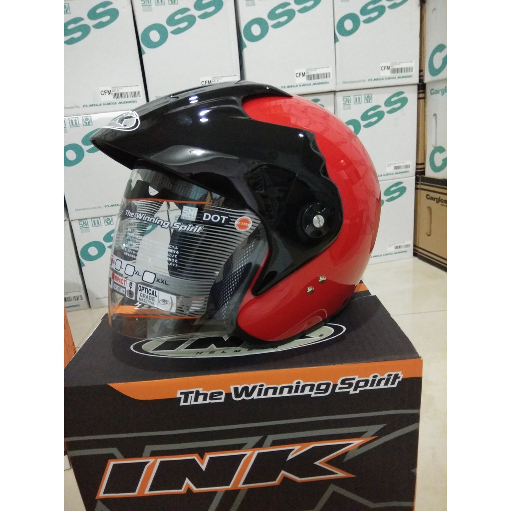 HELM INK CX 390 BLACK METALIC SOLID ORIGINAL - HELM INK BATMAN INK MALANG BLACK MET ORI INK CX390-RED FERRARI