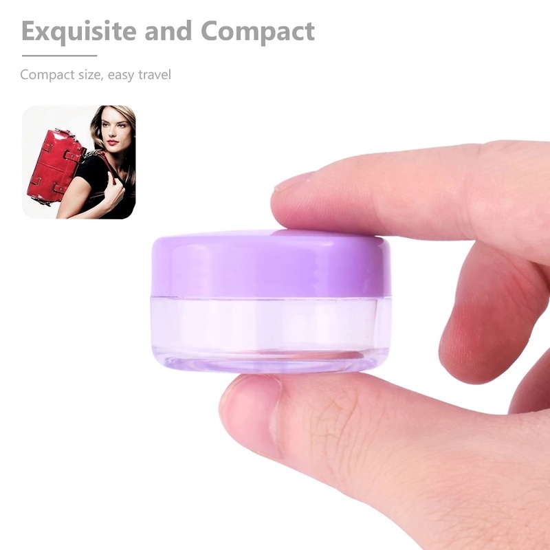 [10g/20g Mini Portable Plastic Cosmetic Empty Jars ] [Small Colorful Covers Clear Plastic Cosmetic Pot Jars] [Eyeshadow Makeup Cream Lip Balm Traveling and Outgoing Portable Container]