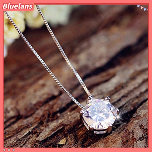 Kalung Rantai Klavikula Pendek Bahan 925 Sterling Silver Aksen Berlian Imitasi Untuk Wanita