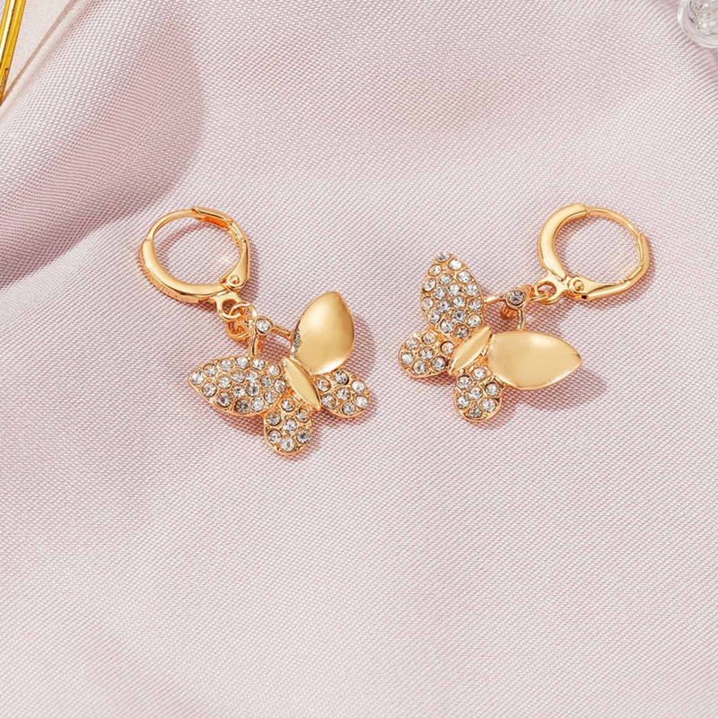 New Women's Earrings Fashion Zircon Butterfly Dangle Earrings For Women Animal Sweet Colorful Drop Earrings Girls Jewelry