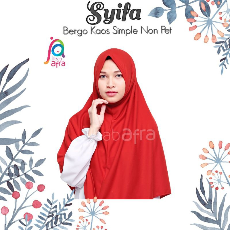 Syifa Bergo Syiria JilbabArfa non pet kaos warna merah cabe