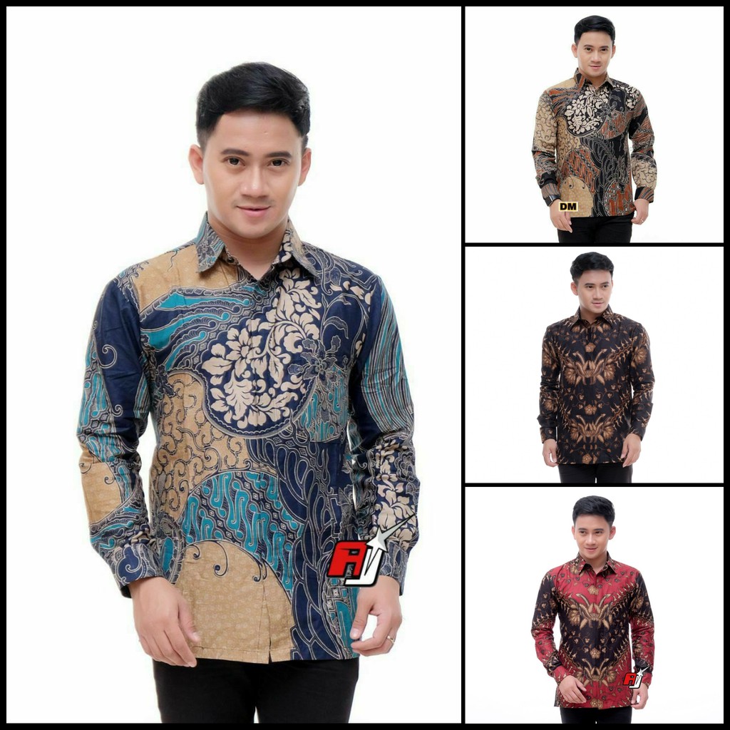 BATIK PRIA LENGAN PANJANG - BATIK Danabrata motif SOGAN KOTAK Kode 036 size M L XL XXL HALUS