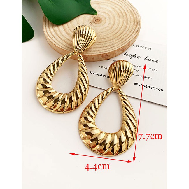 LRC Anting Tusuk Fashion Alloy Shell Pattern Water Drop Shape Earrings F58207