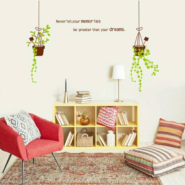 RELIZA WALL STICKER POT GANTUNG HIJAU HANGING DAPUR JM8331 STIKER DINDING WALLSTICKER