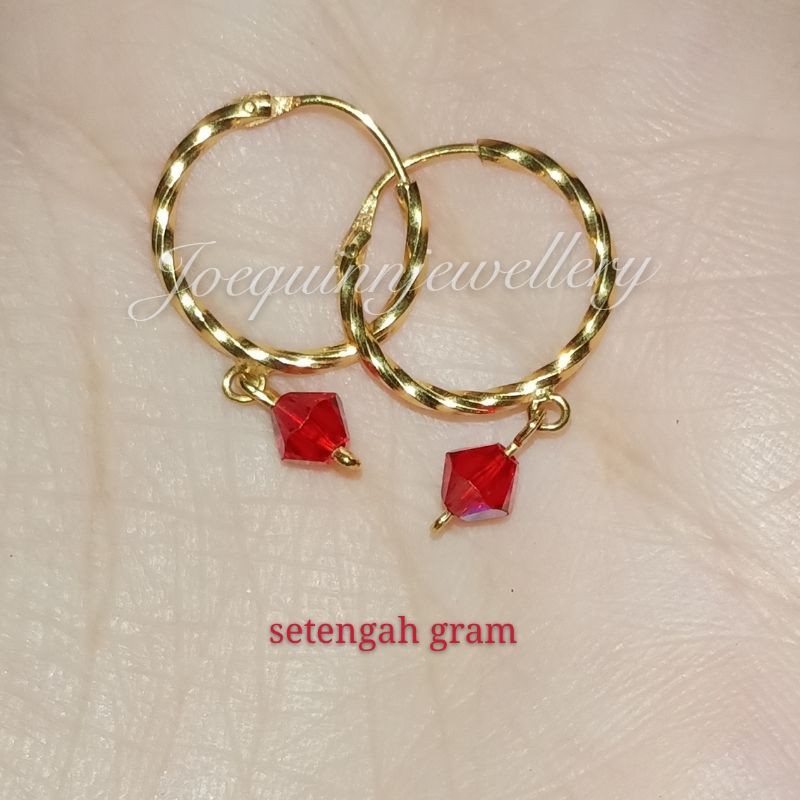 anting bulet ulir mote merah