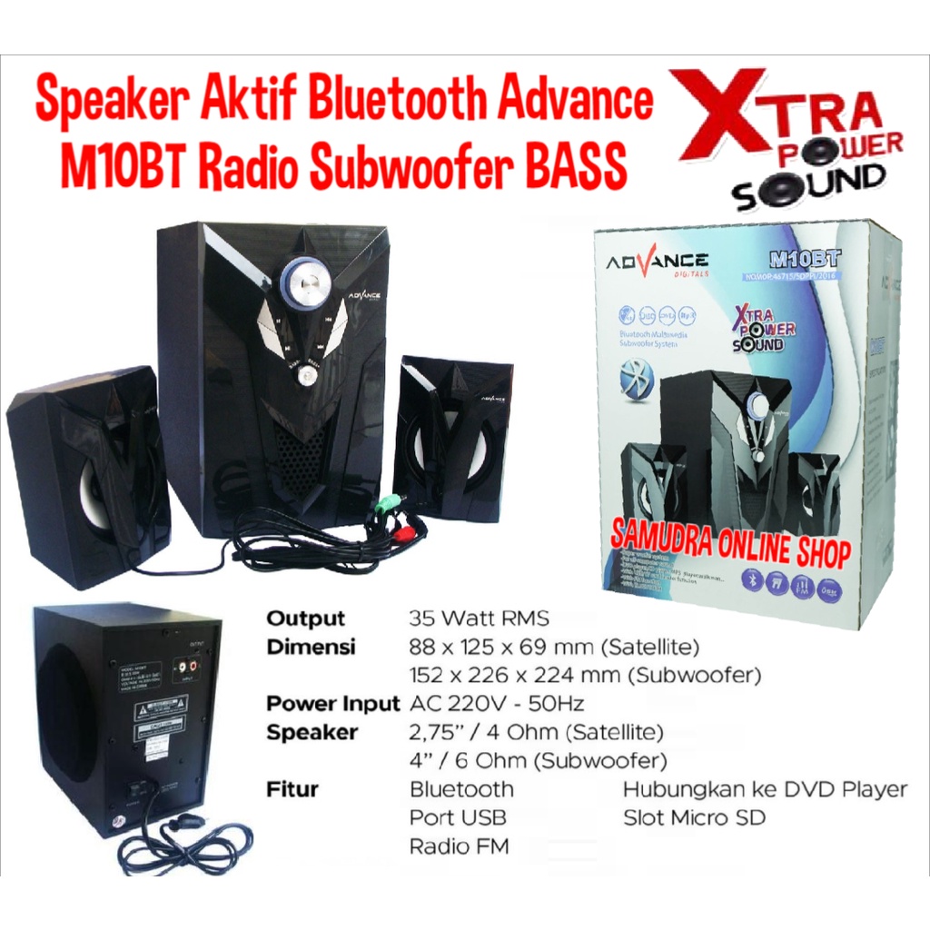 SPEAKER KOMPUTER BLUETOOTH ADVANCE M10BT M10 BT SUPERBASS RADIO