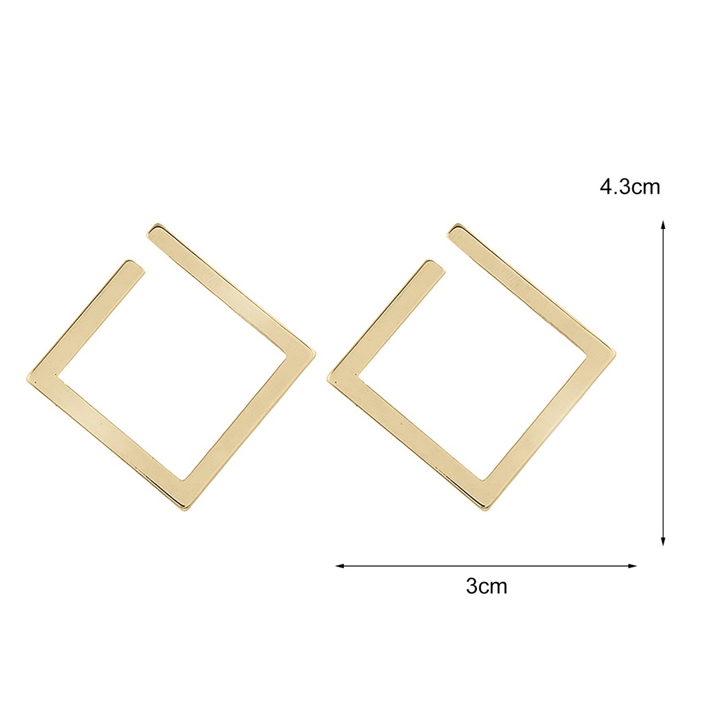 Hu Hu Hu Hu Hu Alat Bantu Pasang Kacamata♡ 1 Pasang Anting Stud Bentuk Persegi Geometris Model Terbuka Bahan Alloy Untuk Wanita