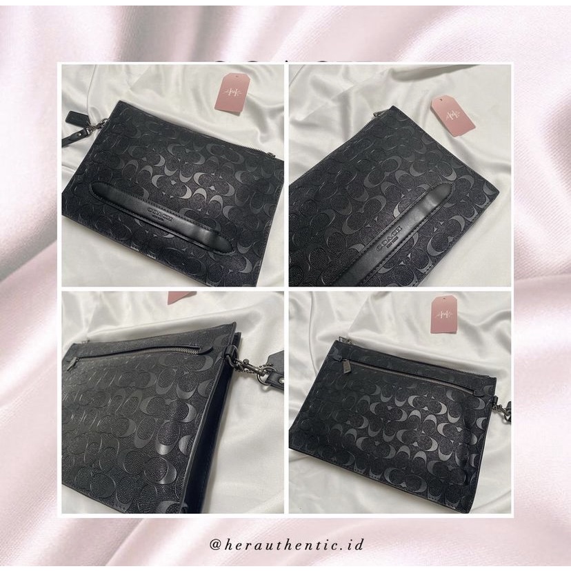 Coach Signature Leather Embossed Structured Pouch (SALE)