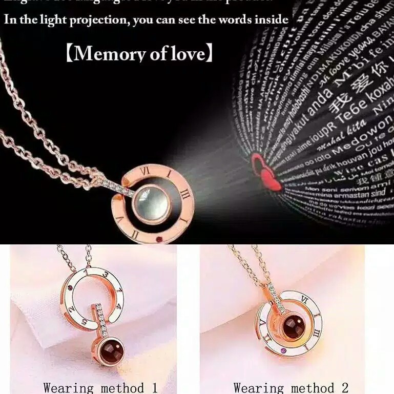 GG Kalung 100 Bahasa ILOVEU Aksen Angka Romawi Bulat Titanium#KL-143B