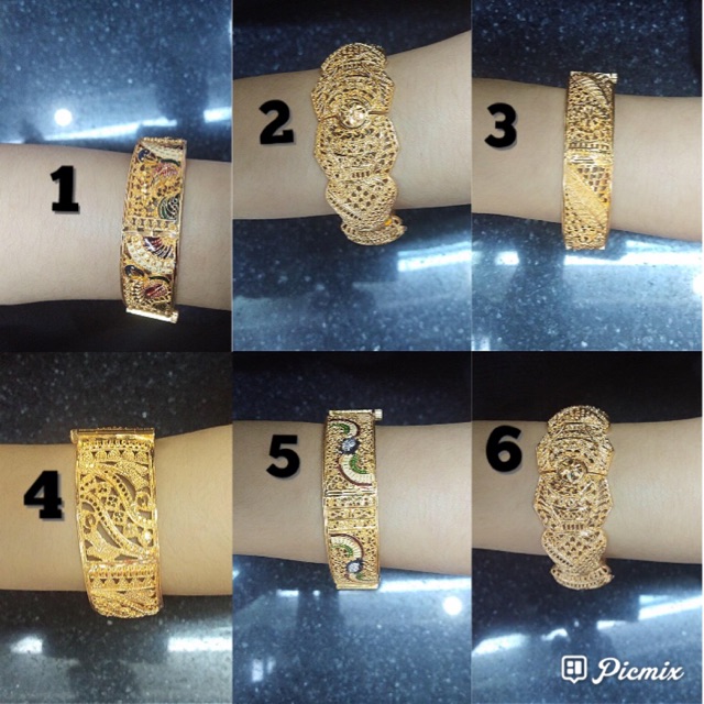 Gelang dubai india emas gold imitasi aksesoris india buka tutup
