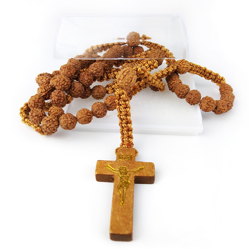 Kalung Rosario Maria Manik Genitri Jenitri Rudraksha Tali Nilon Simpul Anyam Unik