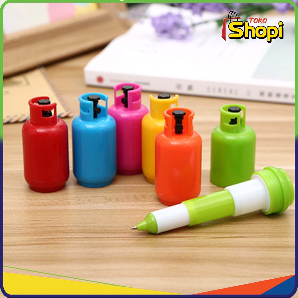 

♚ ♚Pulpen Tabung Gas Lucu Souvenir Gas Cylinder Telescopic Ballpoint Pen