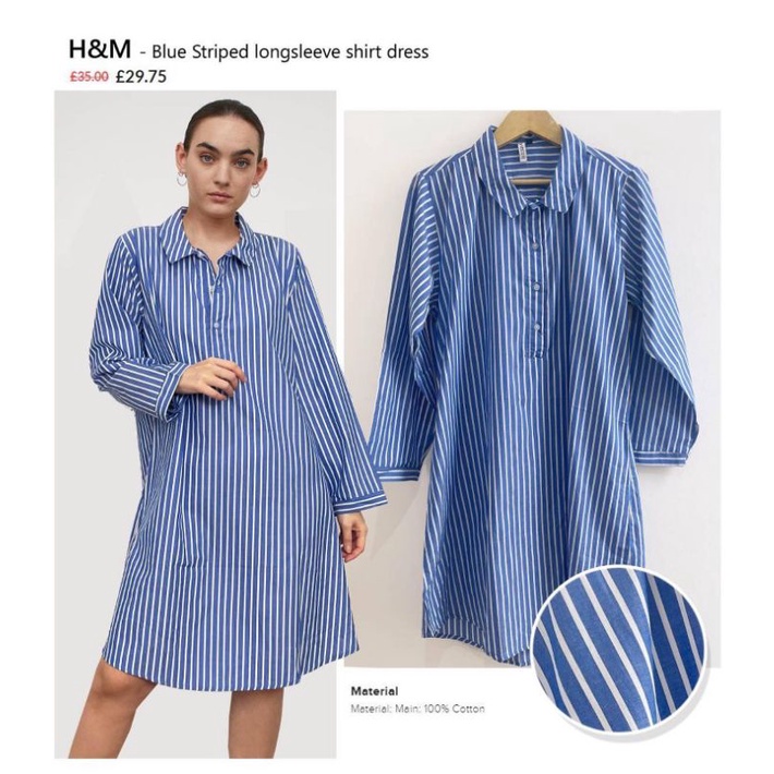 H*M Blue & white Stripe Tie Belt Dress/Tunik/dress/ekspor original