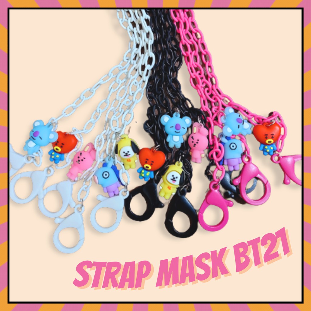 Strap Mask Rantai BT21 / Tali Kalung Masker Plastik BT21 BTS High Quality Murah
