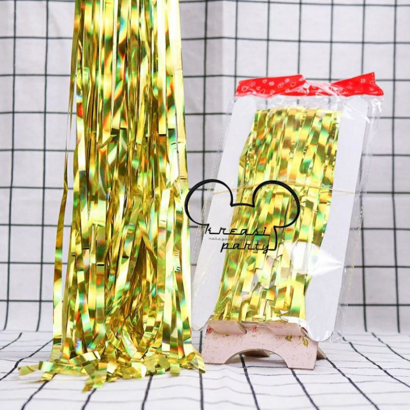 tirai foil gold / tirai foil curtain / tirai foil backdrop ulang tahun