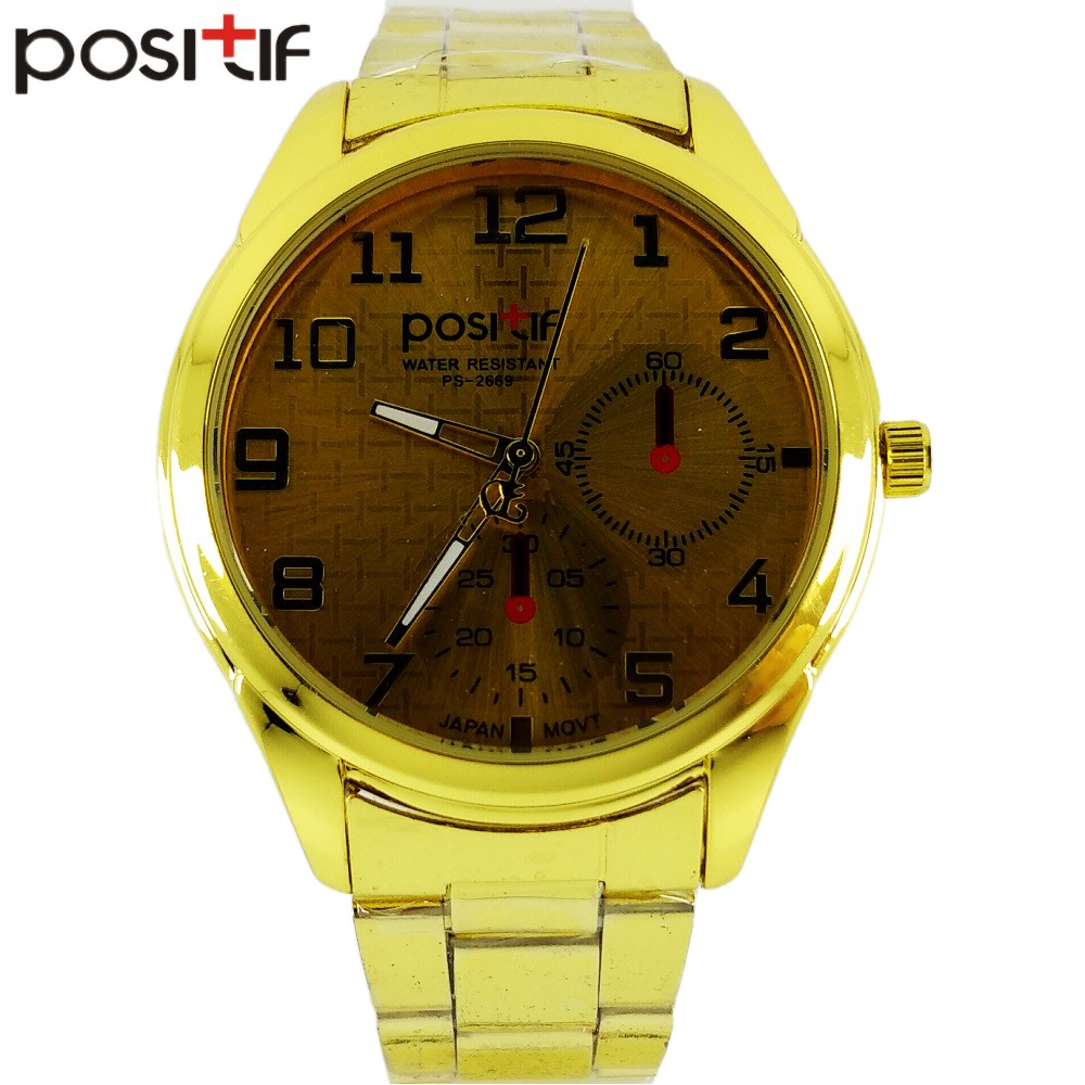 [✅ COD] Jam Tangan Analog Pria Merk POSITIF Villano PS-2669 Full Emas Original Impor Tahan Air 1 ATM