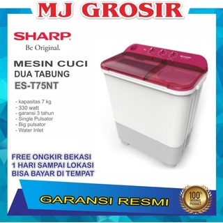 MESIN CUCI SHARP EST 75 NT 7KG 2 TABUNG 75NT 7 KG PUREMAGIC LOW WATT