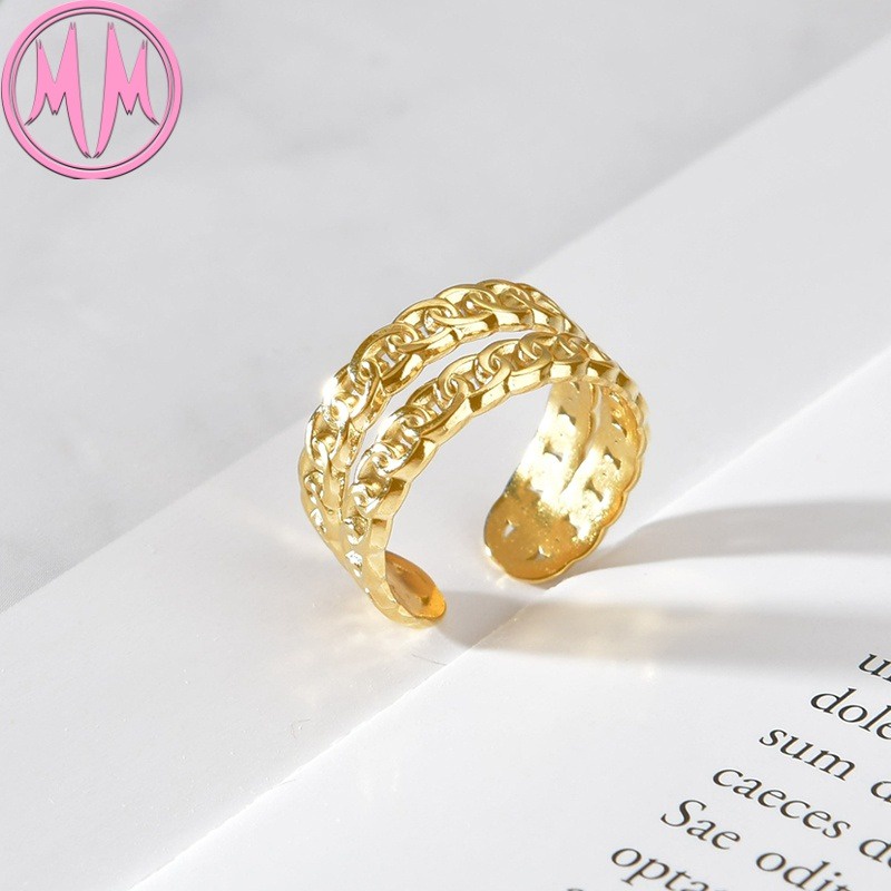 MORYMOSHI R337 Cincin Wanita Ring Rantai Gold Titanium Stainless Anti Karat Anti Luntur Fashion Korea