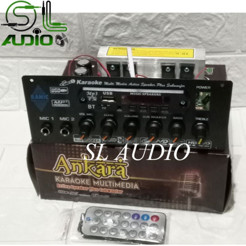 KIT POWER AMPLIFIER SPEAKER AKTIF STEREO KARAOKE PLUS  BLUETOOTH RANIC TERLARIS
