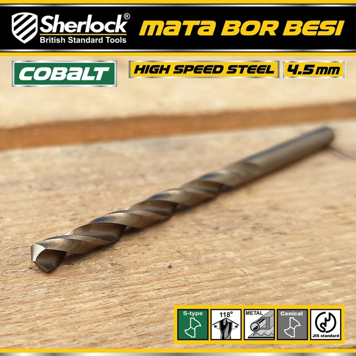 Mata Bor Besi 4.5 mm / Sherlock JIS Standard High Speed Steel Cobalt (1 Pcs)