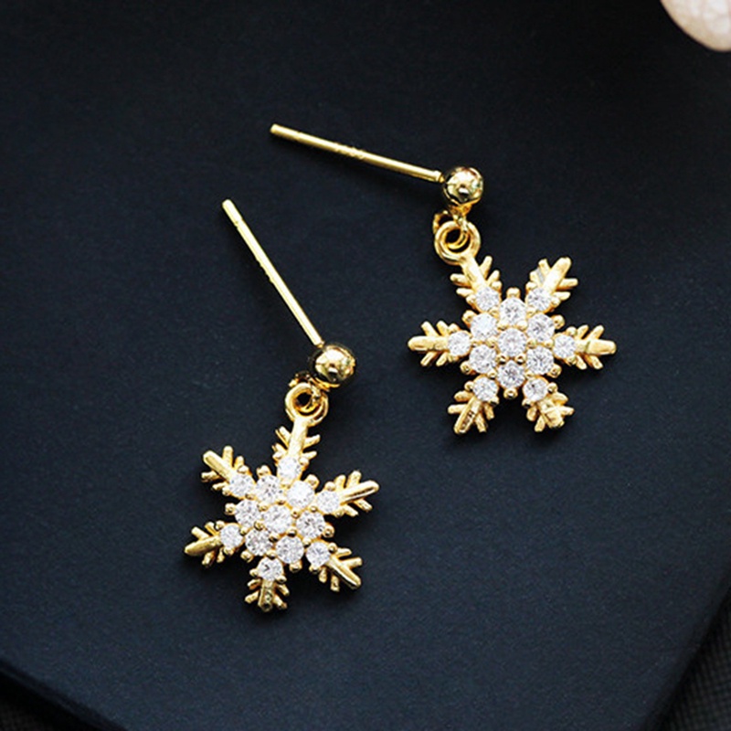 Anting Tusuk Desain Snowflake Natal Untuk Musim Gugur Dan Dingin