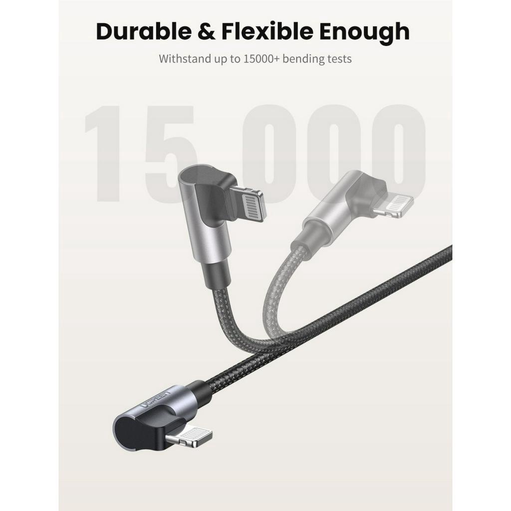 UGREEN Lightning 90° To USB-C Nylon Braided Kabel MFI - US305