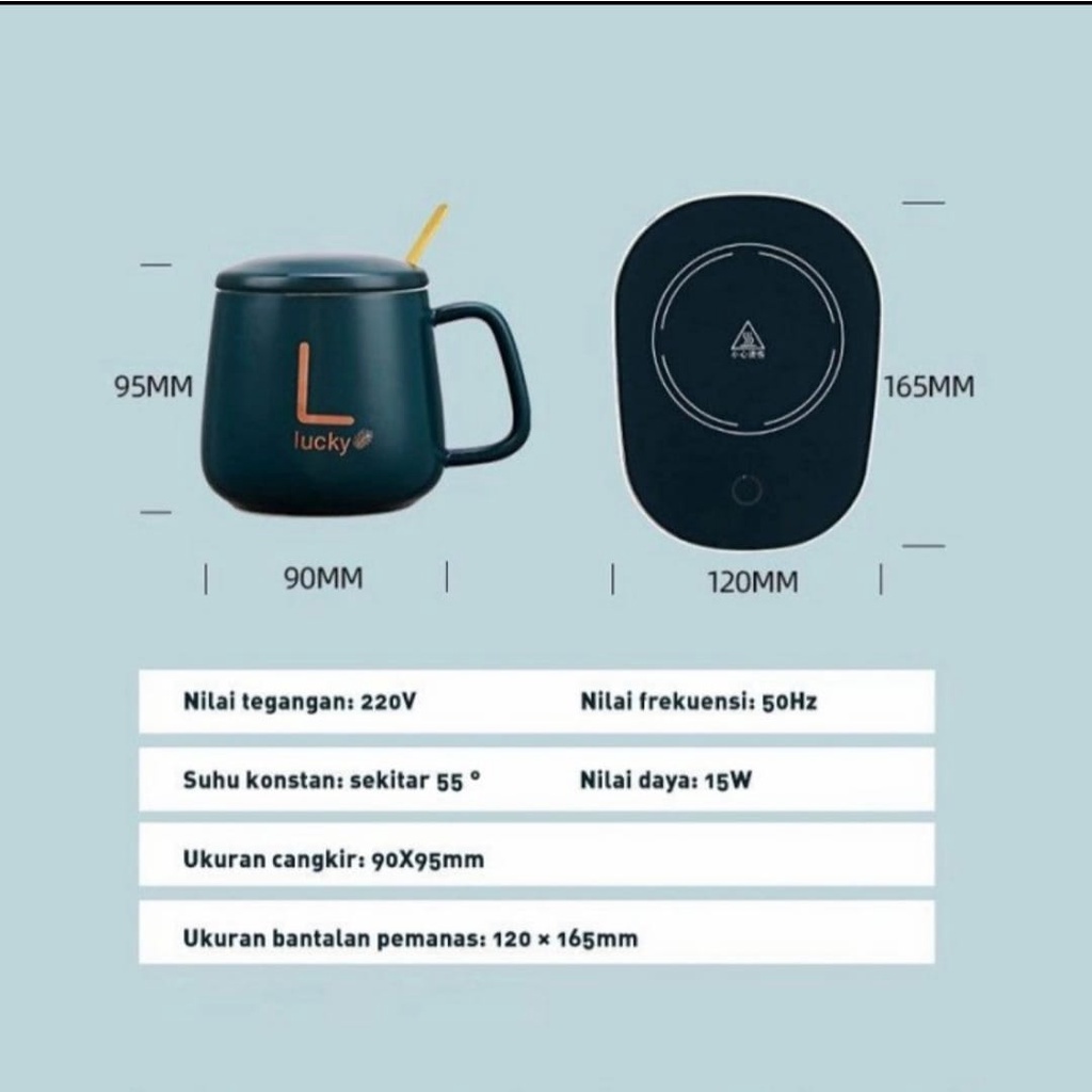 Mug Cangkir Elektrik Set Keramik Pemanas 55 Derajat Penghangat Kopi Teh Cup Coffee Warmer