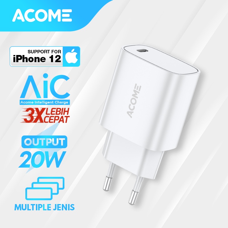 ACOME Charger AC05 Original 20W PD USB-C Multiple Fast Charging Garansi Resmi 1 Tahun