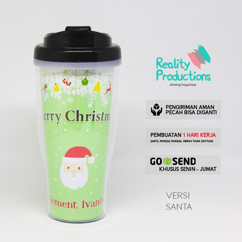 Tumbler Christmas Custom Nama untuk Hadiah Natal