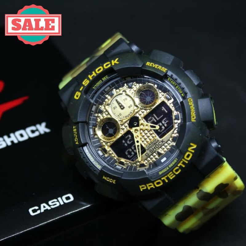 Promo JAM TANGAN PRIA G SHOCK ARMY YELLOW BLACK