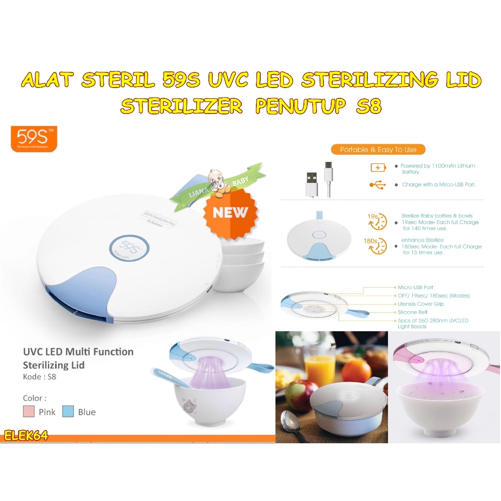 ELEK64 STERILIZER 59S UVC LED STERILIZING LID S8 STERILIZER ALAT MAKAN