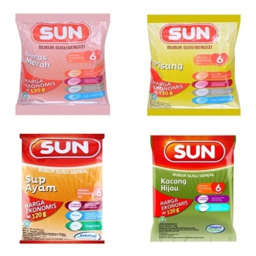 SUN Bubur Susu Sereal 6+ Kemasan Ekonomis 120 Gram - Bubur Sun - Bubur Sun Kemasan Sachet 120 Gr - B