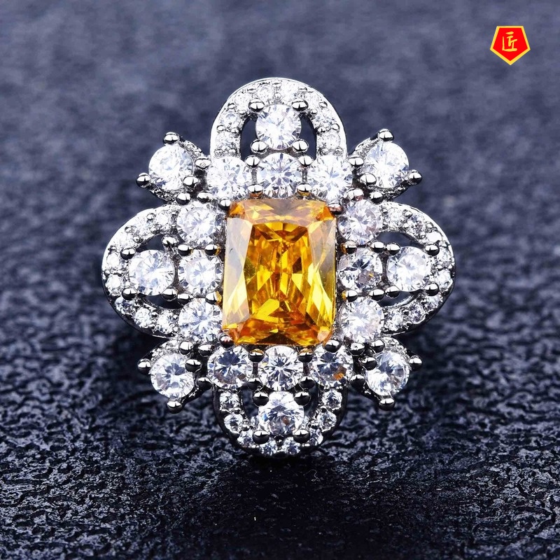 [Ready Stock]Fashion High Sense Natural Pink Diamond Fully-Inlaid Ring