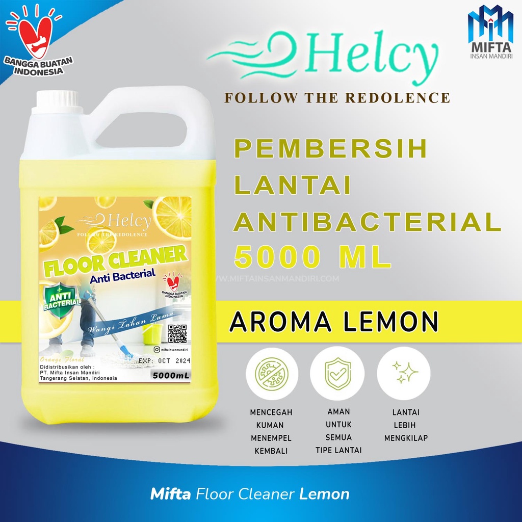 HELCY FLOOR CLEANER 5 LITER / PEMBERSIH LANTAI ANTIBACTERIAL FLOOR CLEANER