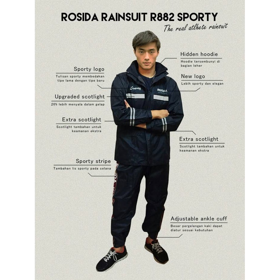 Jas Hujan Rosida Sporty type R882 Original ( ROSIDA R-882 SPORTY ) - hot item
