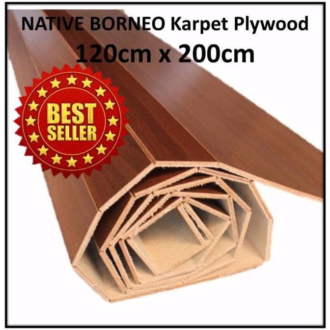 Karpet Plywood/Plywood Carpet, Tikar Kayu (Coklat Tua) 120cm x 200cm