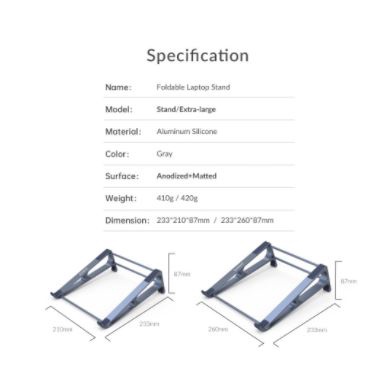 Laptop i-pad mac-book tab orico aluminium raise sight portable foldable anti slip ma13 ma-13