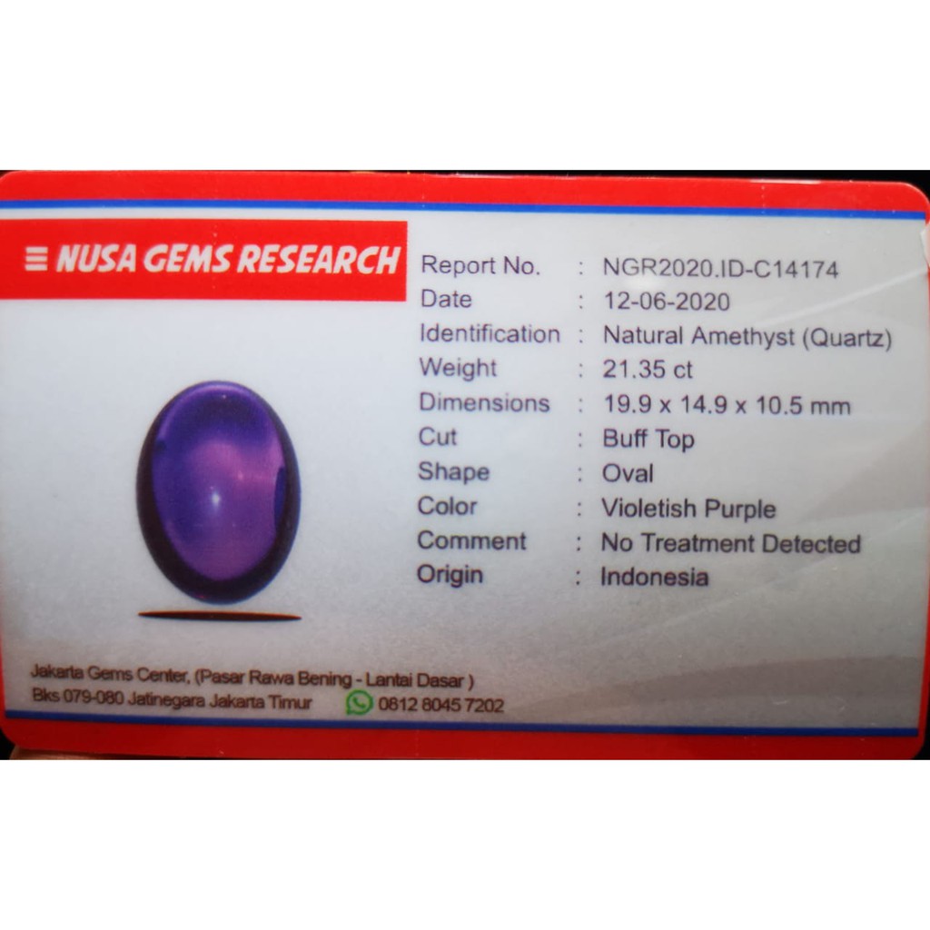 Natural Kecubung Amathys + Memo High Quality