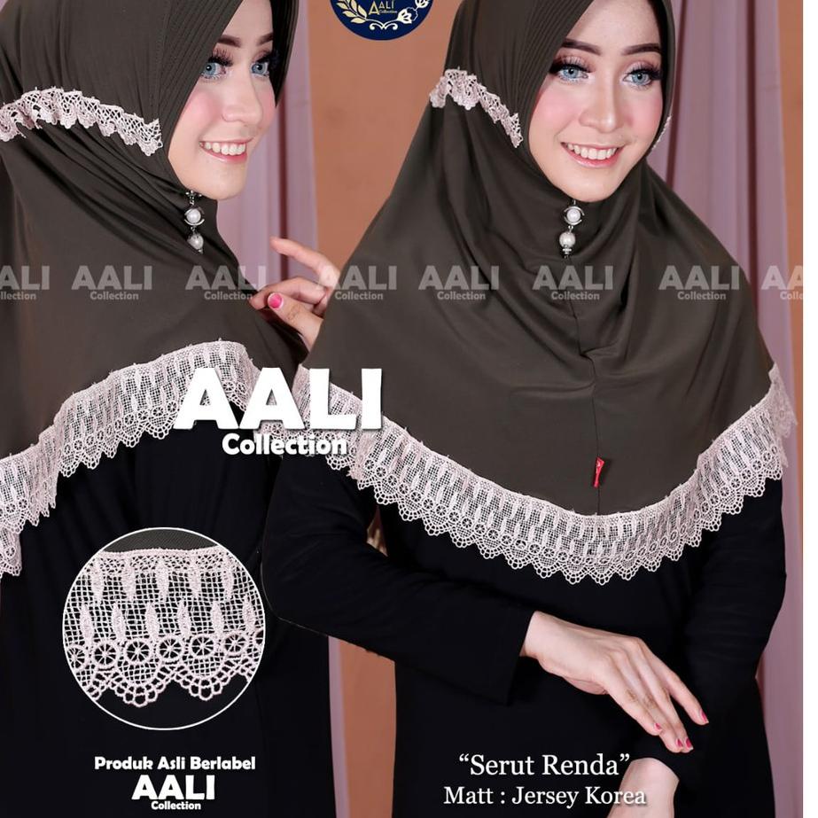 Model Baru Aali Collection Hijab Serut Renda Jersey Korea ,.