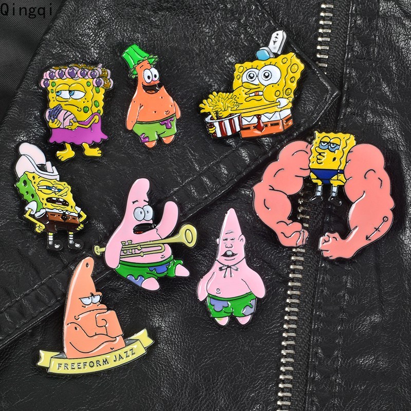 Bros Pin Enamel Bentuk Kartun SpongeBob SquarePants Patrick StarBrooch Untuk Anak