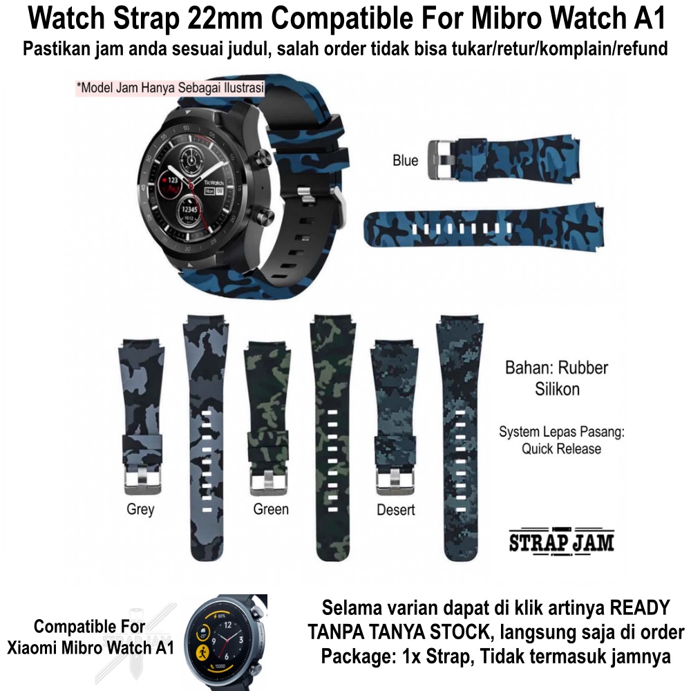 CAMO Strap Mibro Watch A1 - Tali Jam Tangan 22mm Rubber Army Camoflauge