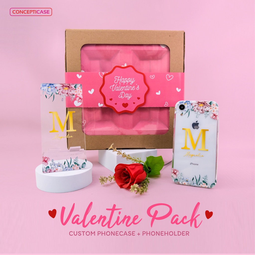 GIFT BOX VALENTINE / KADO VALENTINE / HAMPERS / PHONE HOLDER ACRYLIC &amp; CASE HANDPHONE CUSTOM