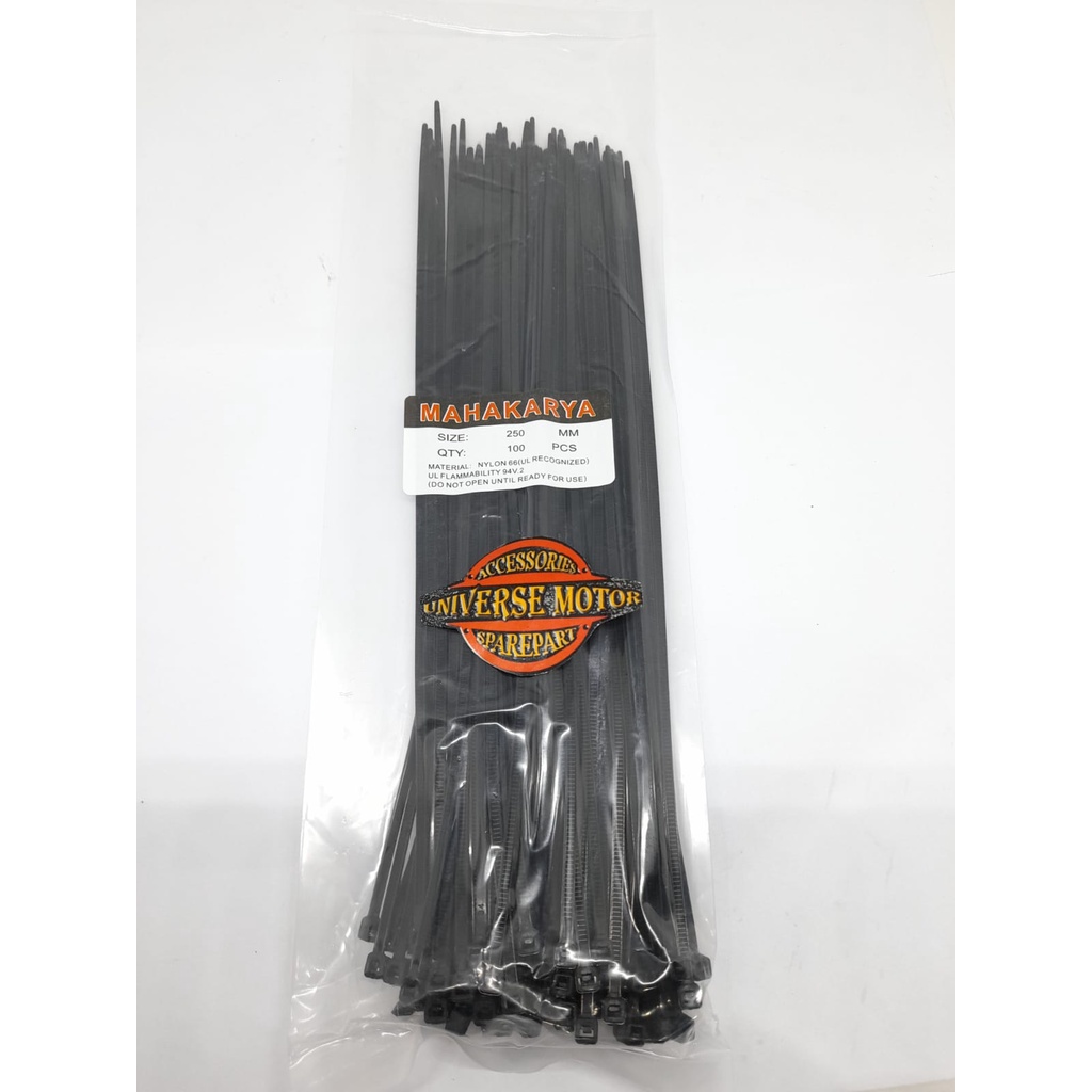 TALI TIES KABEL TIE CABLE TIS 2.5 X 250 MM 25 CM ISI 100 PCS HITAM