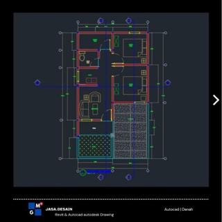 Gambar Rencana Denah Rumah, menggunakan Software Autodesk AutoCAD dan