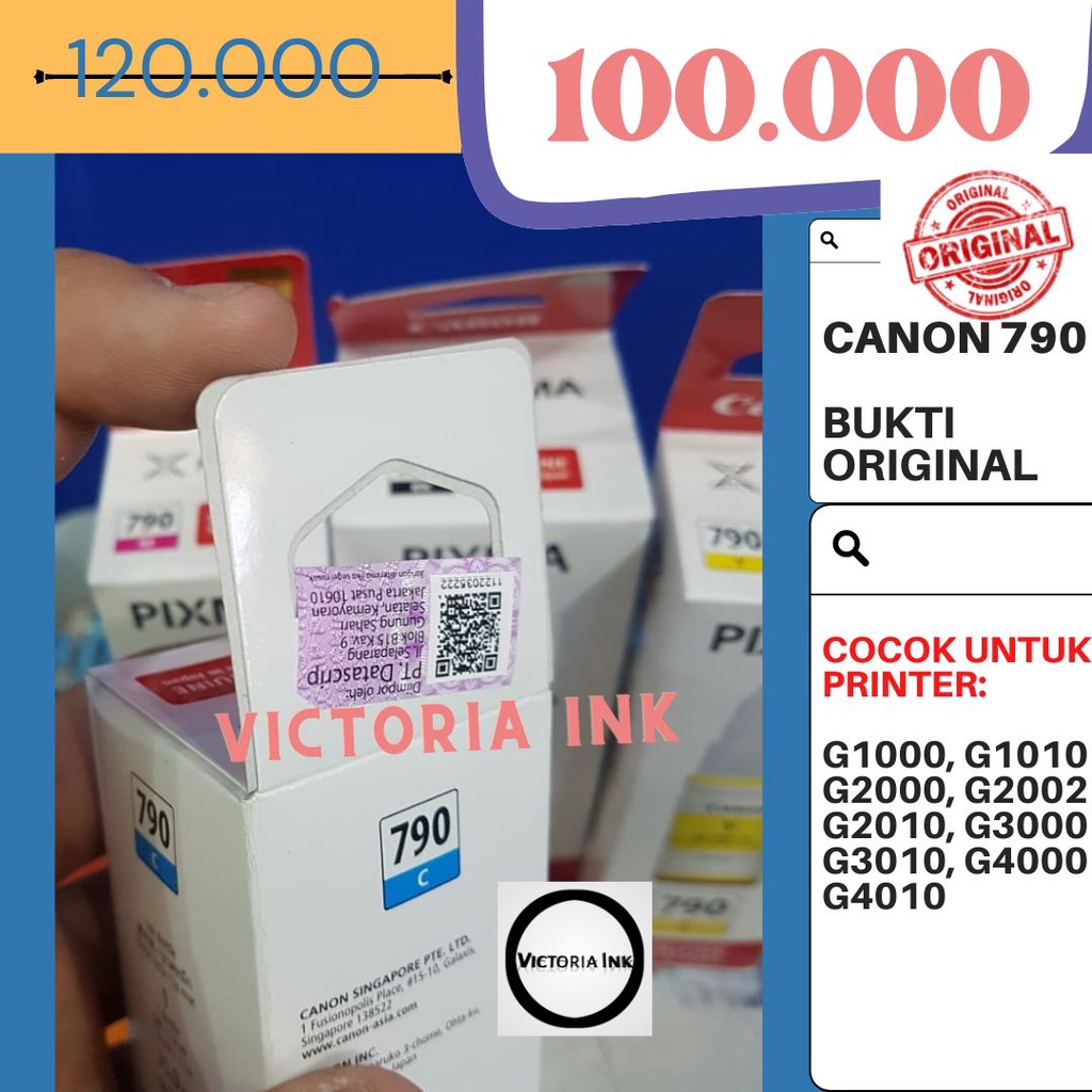 Tinta Canon 790 Canon Pixma 790 Tinta untuk G1000 G1010 G2000 G2002 G2010 G3000 G3010 G4000 G4010 790 Original