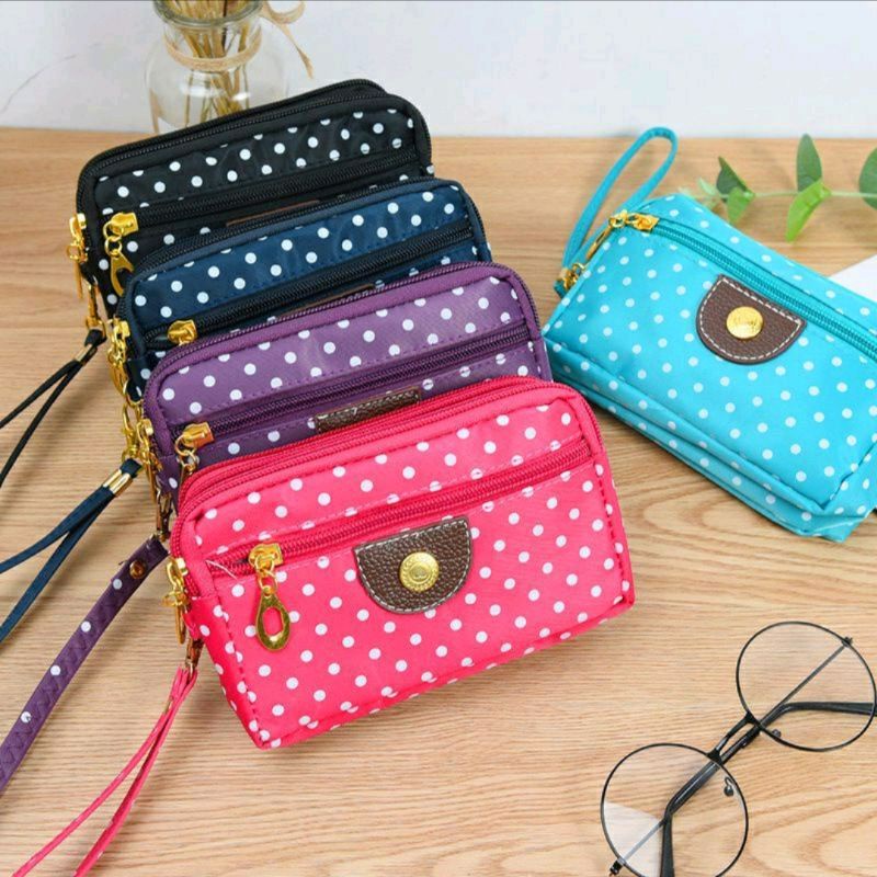 Dompet Wanita Polkadot Eco Pouch 4 Ruang