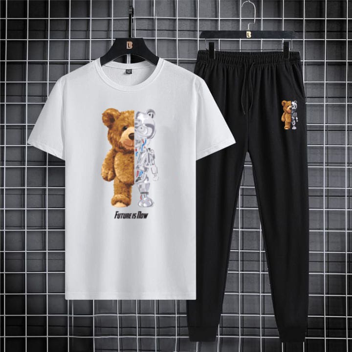 BAJU SETELAN/KAOS DAN CELANA JOGER/CELANA TRAINING JOGER PRIA (MOTIF BEARBOT)