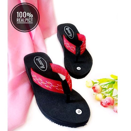 Sandal Jepit Wanita Polos - Sandal Wedges Wanita - Sandal Wanita Murah - Sandal Spon Wanita (kelip2)